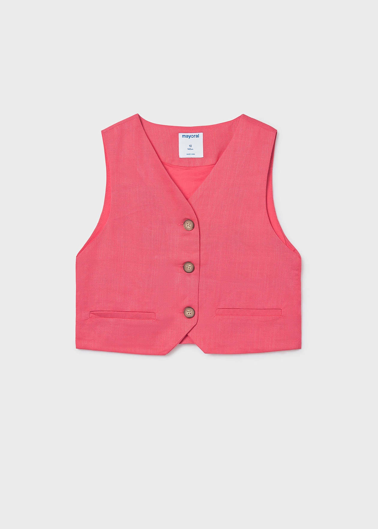 Mayoral girls coral buttoned waistcoat front view