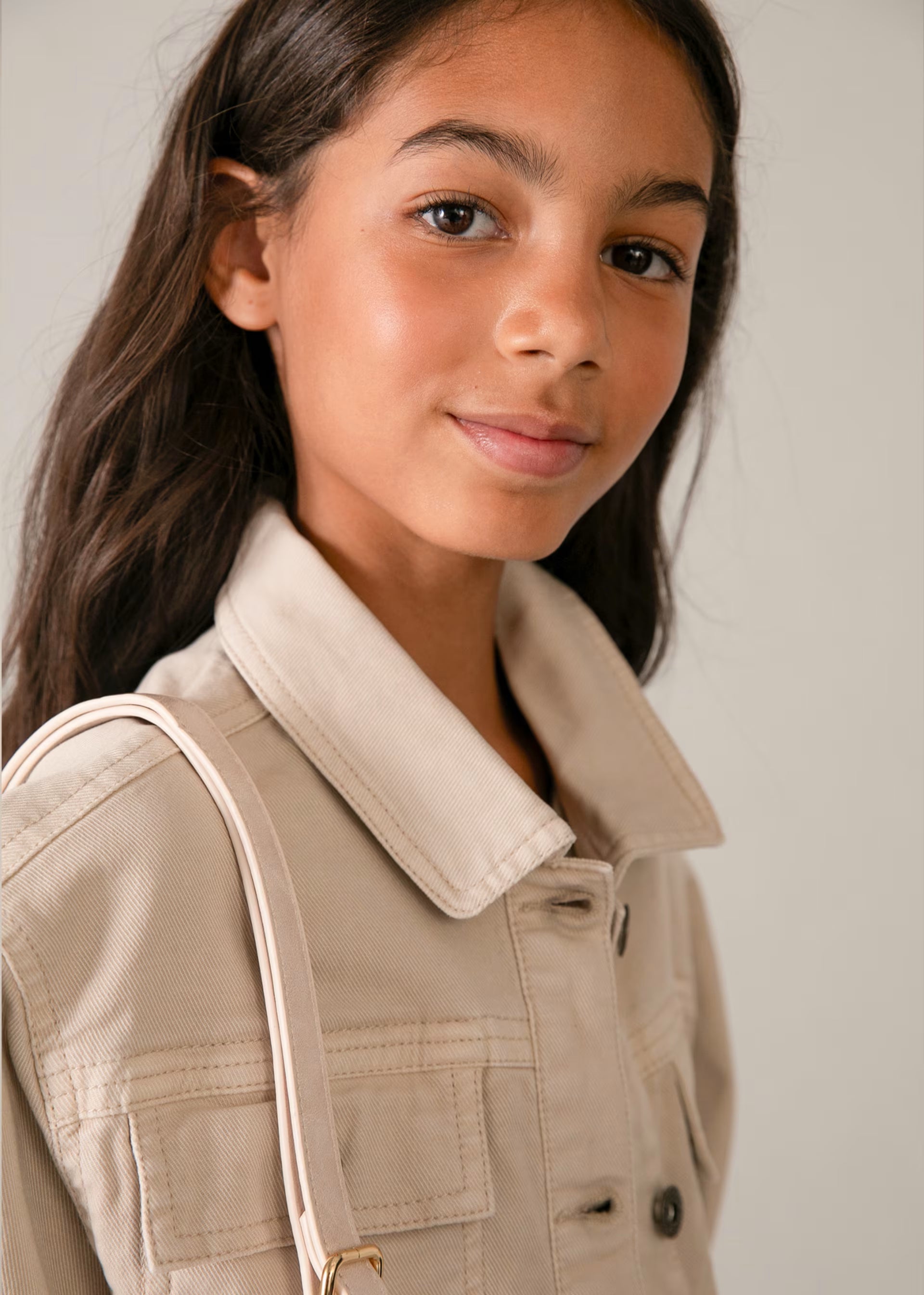 Mayoral girls beige jacket collar detail