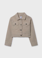 Mayoral girls beige twill denim style jacket front view