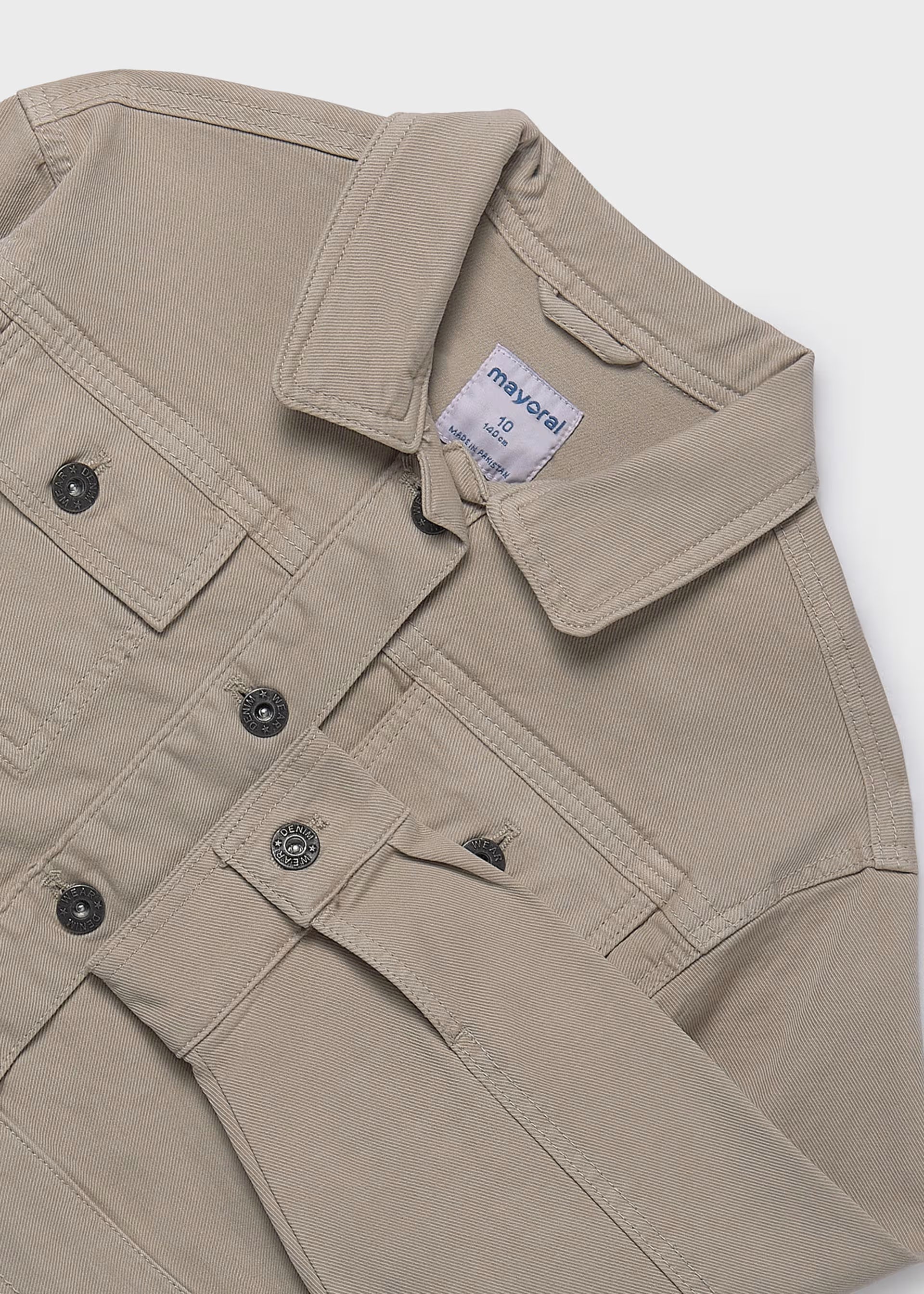 Mayoral girls beige jacket button and pocket detail