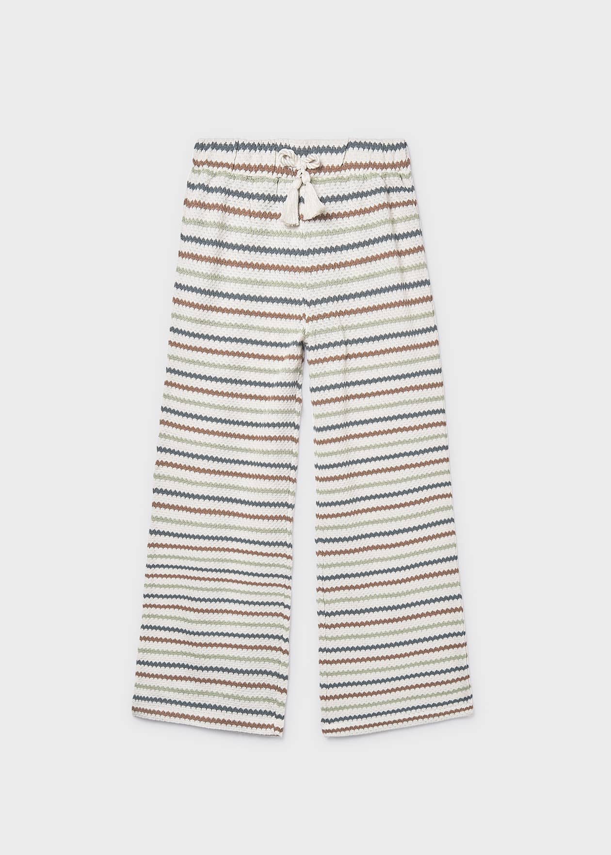 Mayoral girls crochet style stripe trousers front view