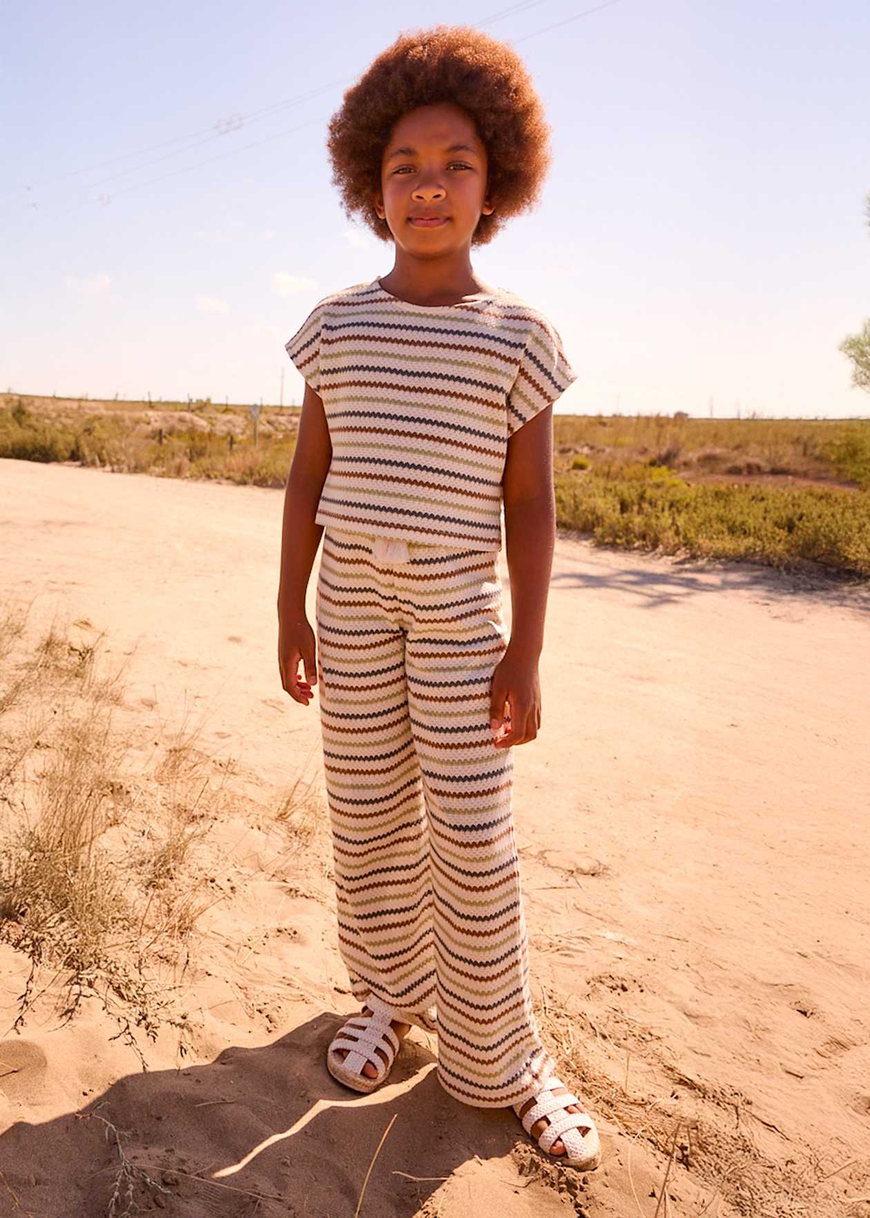 Mayoral girls striped wide leg trousers with matching top outfit set