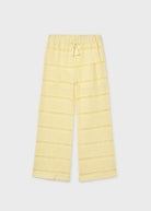 Mayoral girls yellow crochet wide leg trousers front view