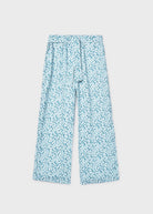 Mayoral girls turquoise print wide leg trousers front view