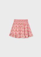Mayoral girls coral feather print ruffle skirt front view