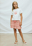 Mayoral girls coral print skirt outfit with matching t-shirt