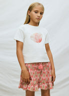 Mayoral girls coral print skirt outfit set with matching t-shirt
