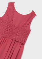 Mayoral girls coral lace bodice detail dress