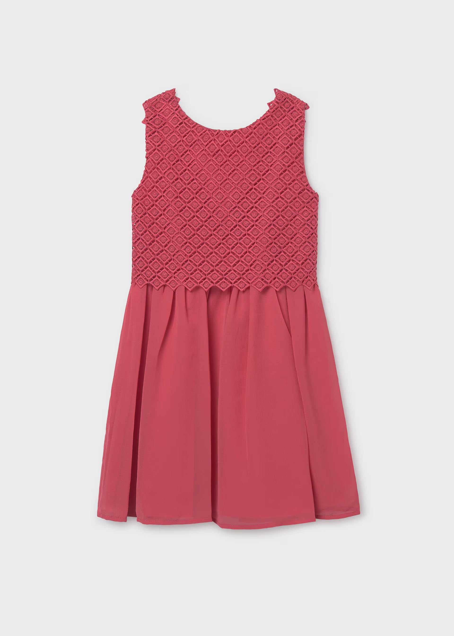 Mayoral girls coral sleeveless lace dress front view