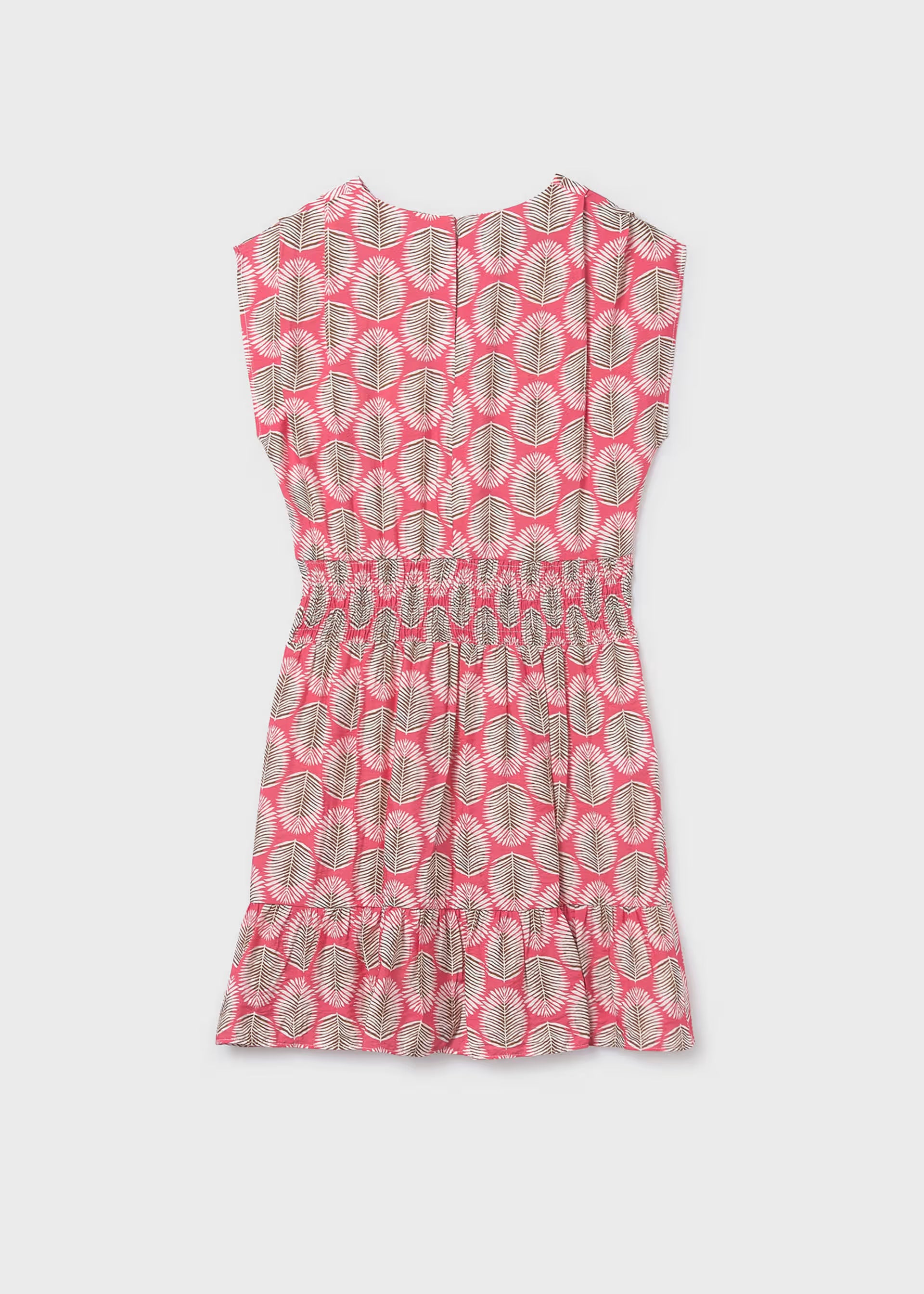 Mayoral girls coral feather print summer dress back view