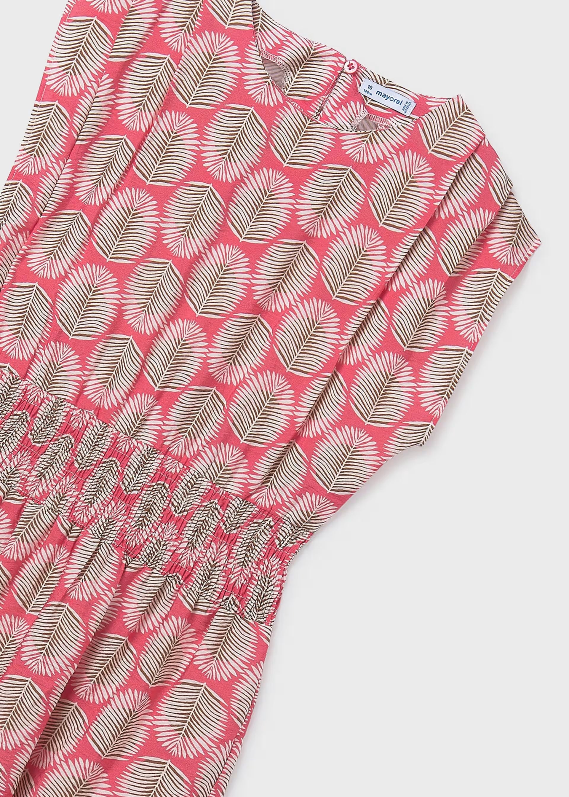 Mayoral girls feather print dress detail fabric