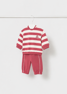 Mayoral baby boys red striped tracksuit set with airplane motif sweatshirt and matching trousers