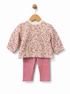 Mayoral baby girls Flower Power set with pink flower appliqué sweatshirt and cream floral leggings