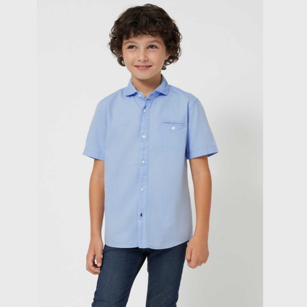 Mayoral Boys Blue Cotton Short Sleeve Shirt