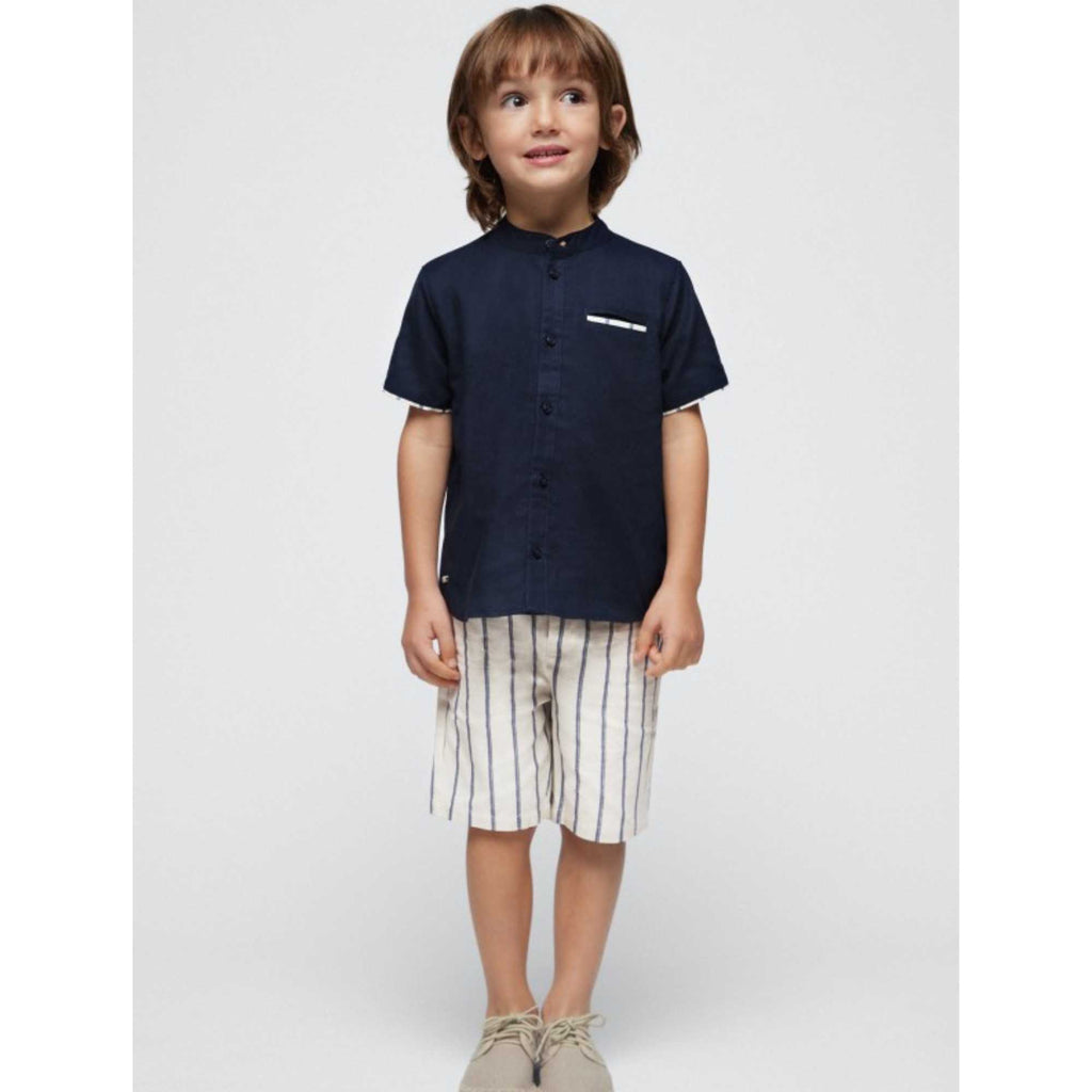 Mayoral Boys Navy 2pce Linen Shorts Outfit Set