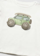 Mayoral boys car motif t-shirt close up green car detail