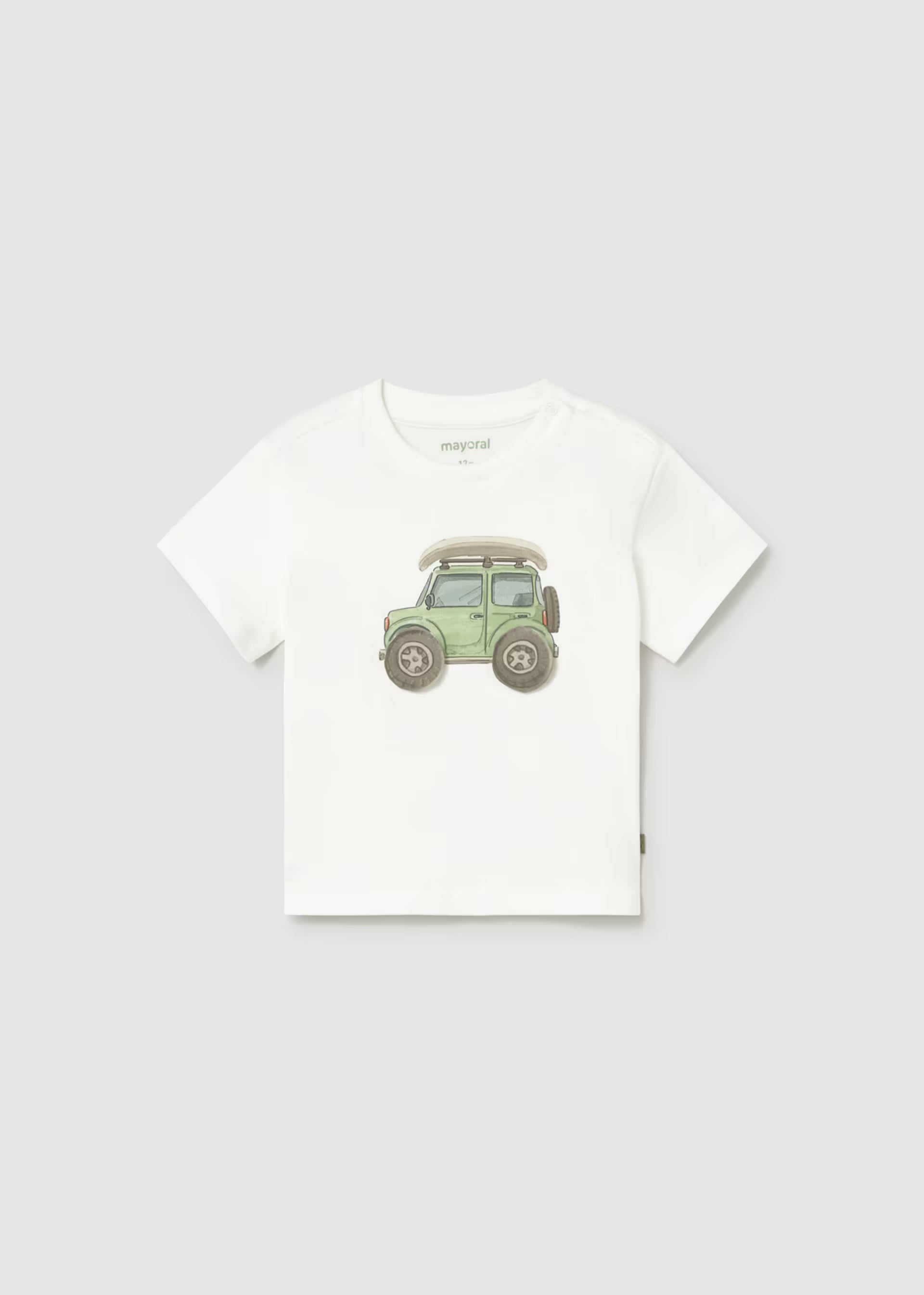 Mayoral boys white car motif t-shirt baby toddler cotton top