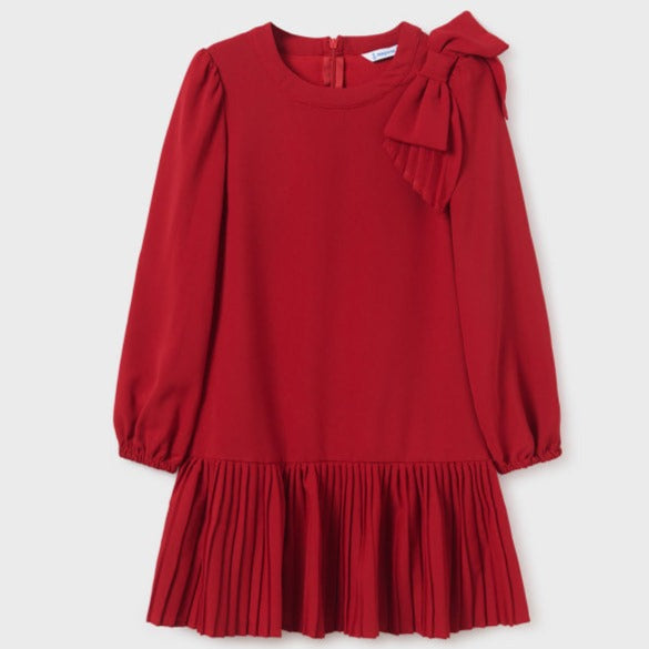 Mayoral Girls Red Crepe Bow Party Dress