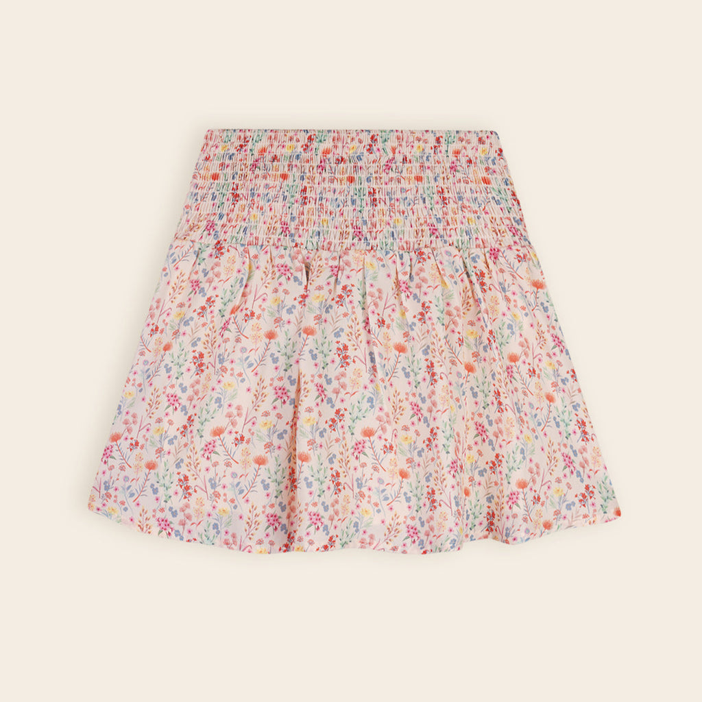 NoNo Girls Naret Yellow Floral Skirt With Shirred Elastic Waist