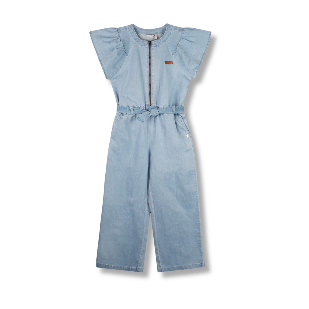 NoNo Girls Sammy Light Blue Denim Short Sleeve Jumpsuit