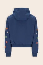 NoNo blue girls hoodie embroidered hearts sleeve from back 