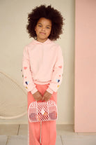 NoNo girls soft pink hoodie relaxed fit heart sleeve detail
