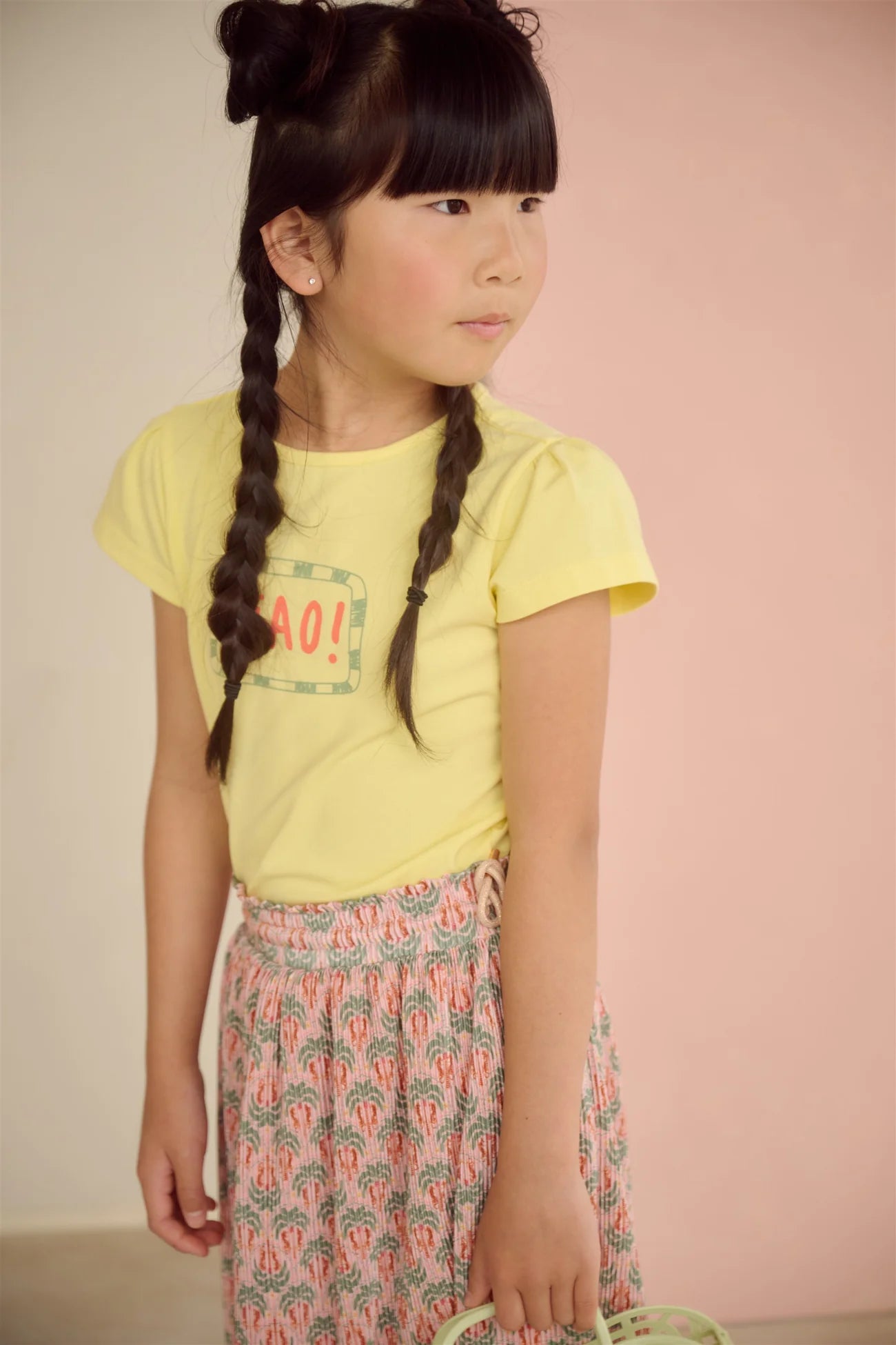 NoNo girls yellow t-shirt outfit with skirt