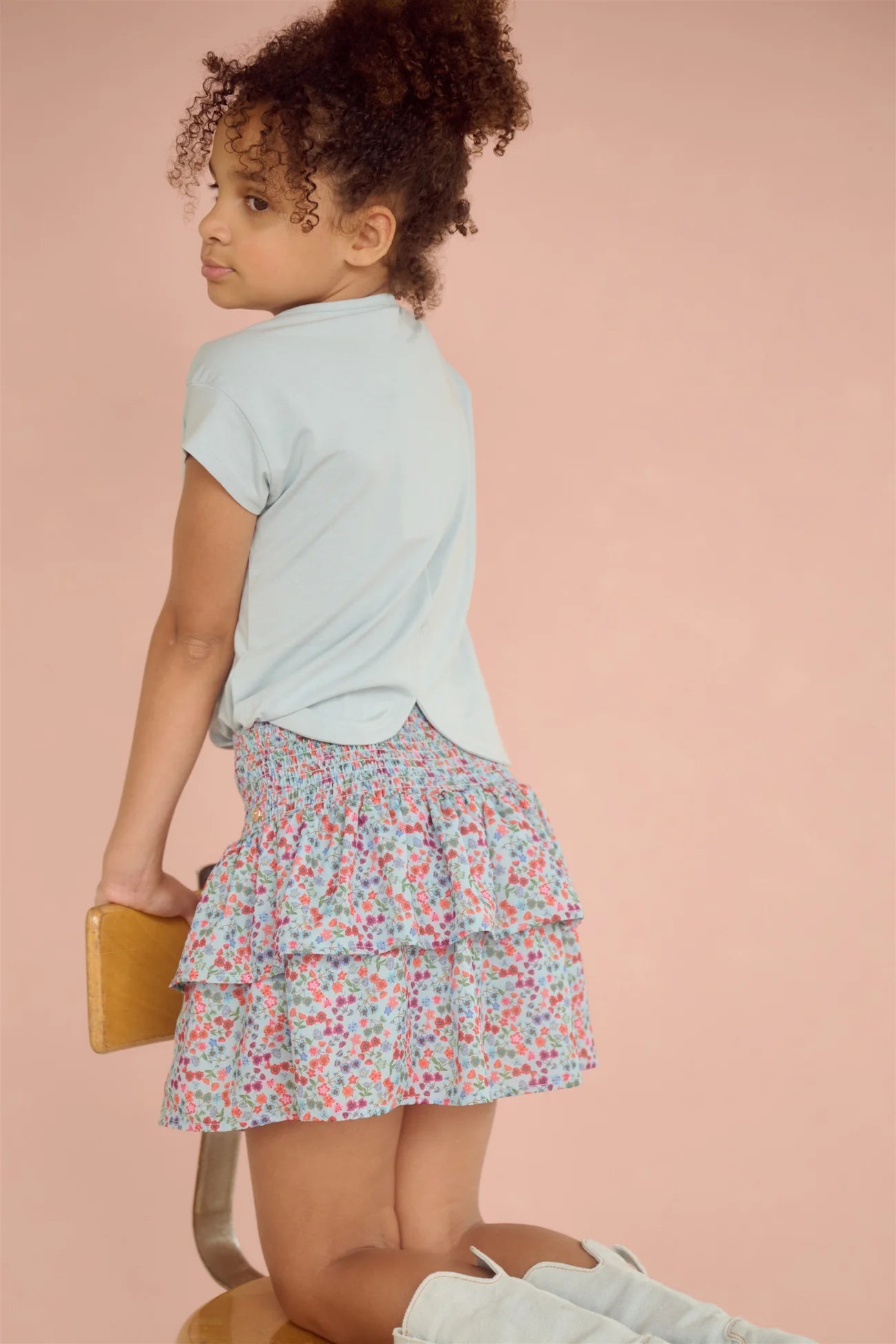 NoNo blue girls t-shirt colourful ice cream print from back 