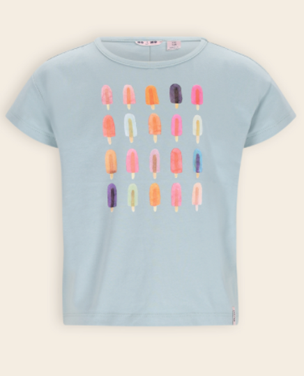 NoNo girls blue ice cream print t-shirt front view