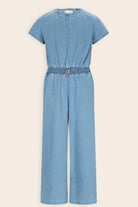 NoNo Syd girls light blue denim jumpsuit front view