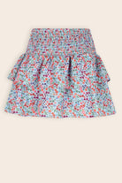 NoNo girls blue floral smocked skirt front view