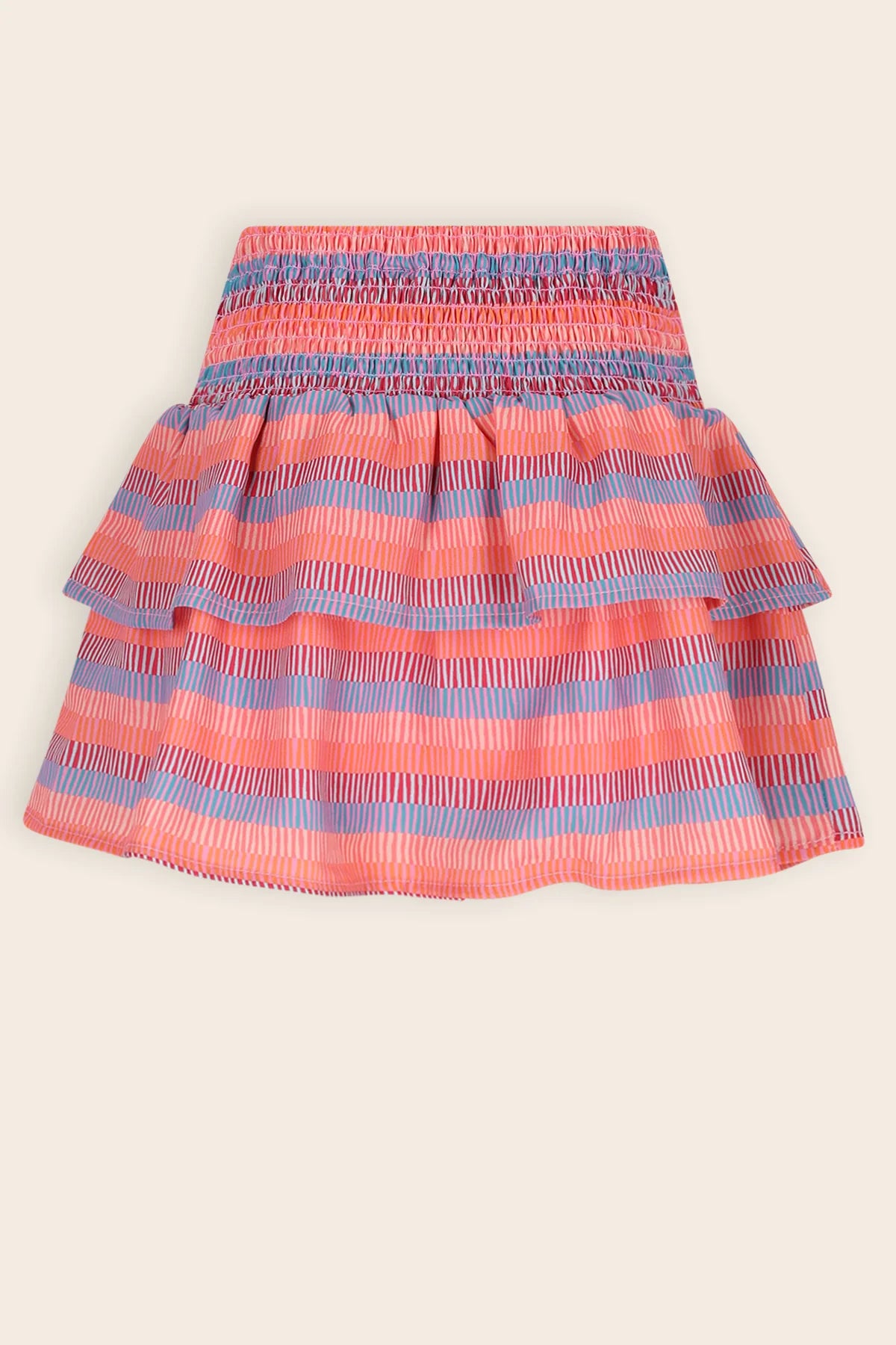 NoNo girls pink and coral stripe layered skirt detail
