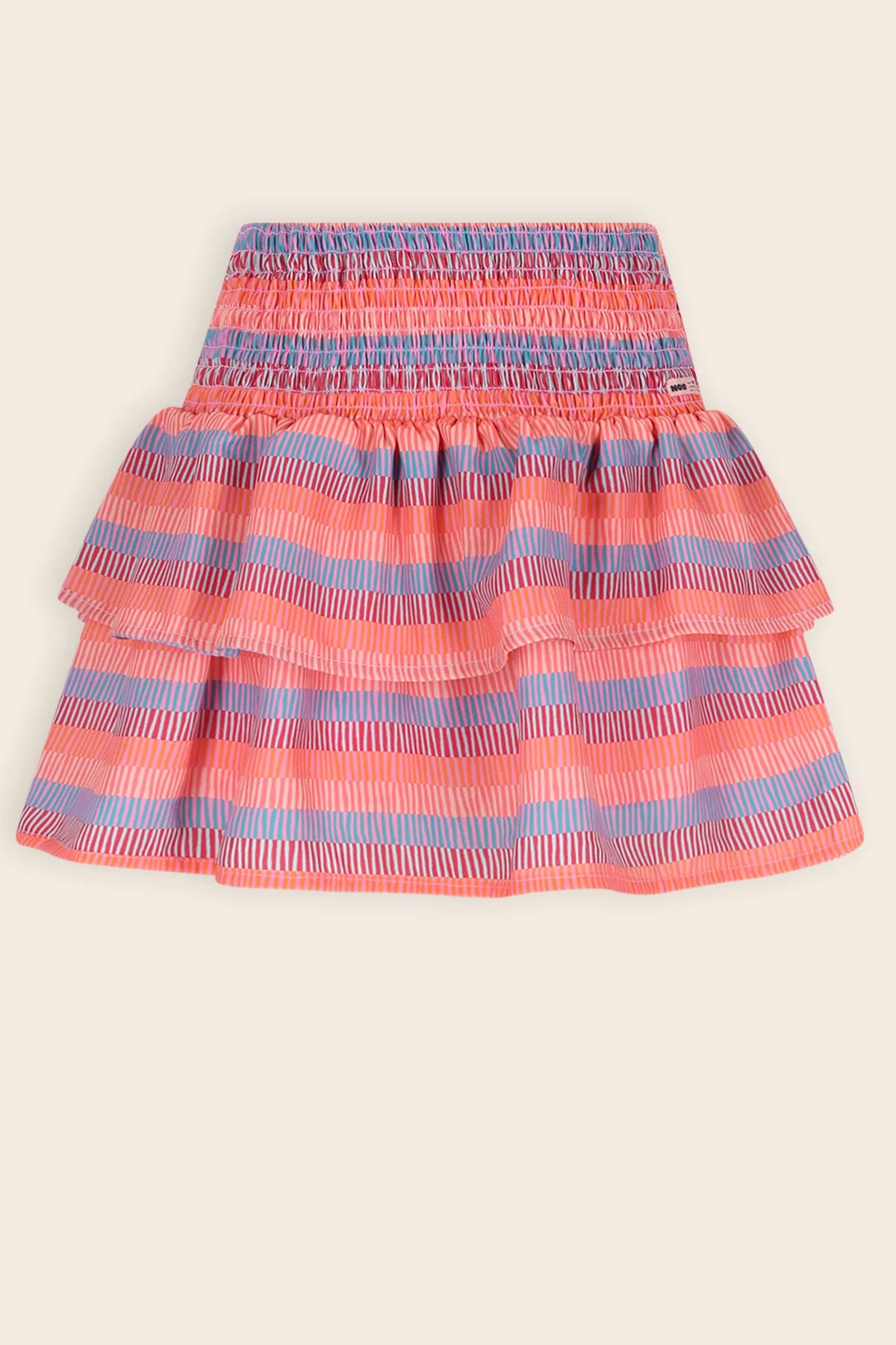NoNo girls pink stripe smocked skirt front view