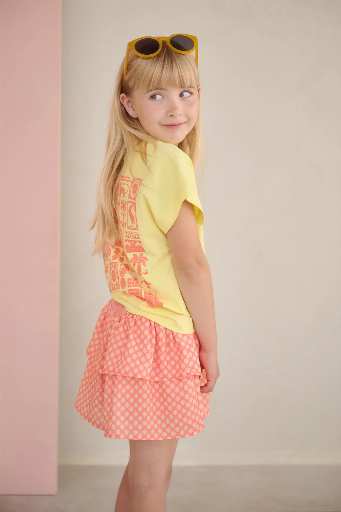NoNo girls smocked waistband skirt side view