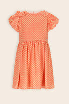 NoNo girls coral printed occasion dress with bow detail front view