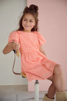 NoNo girls coral printed dress back view