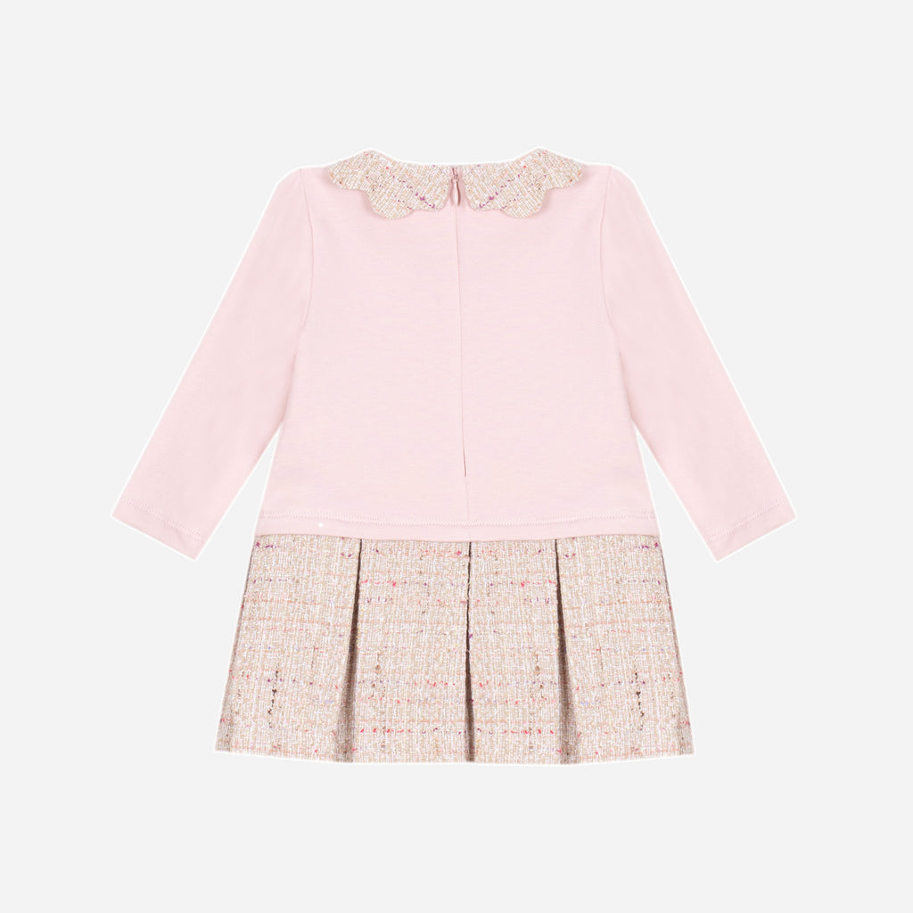 Patachou Pink Baby Girls Tweed Style Dress back view