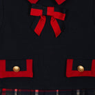 Patachou navy red tartan baby girls Christmas dress close-up detail