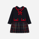 Patachou baby girls navy and red tartan Christmas dress front view