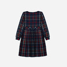 Patachou navy and red tartan pleated girls Christmas dress – back flat lay