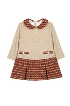 Patachou baby and toddler girls burgundy tweed occasion dress front view