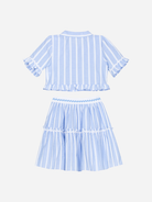 Patachou girls blue striped skirt and top set back view