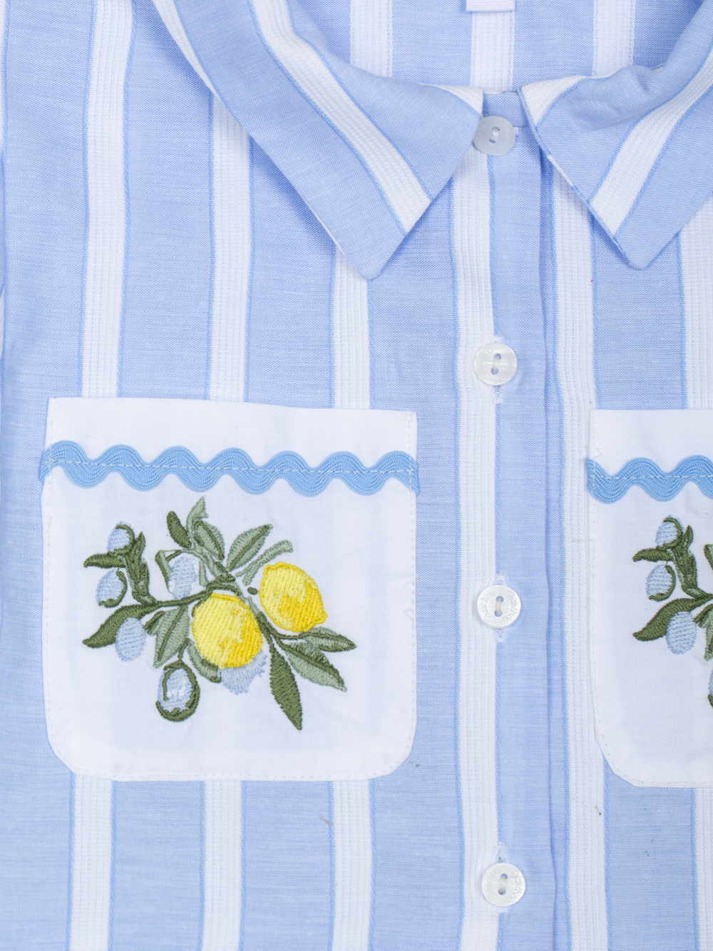 Patachou girls lemon embroidery detail on striped summer top
