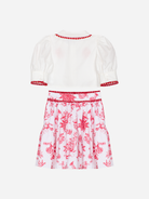 Patachou girls red floral skirt and top set back view
