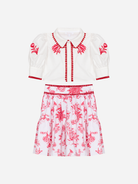 Patachou girls red floral skirt and top set front view