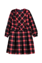 Patachou Balmoral girls navy and red tartan Christmas dress front view