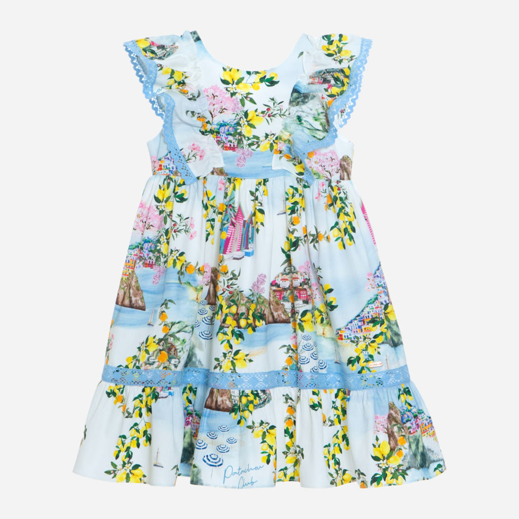 Patachou Beach Club Print Dress For Girls 