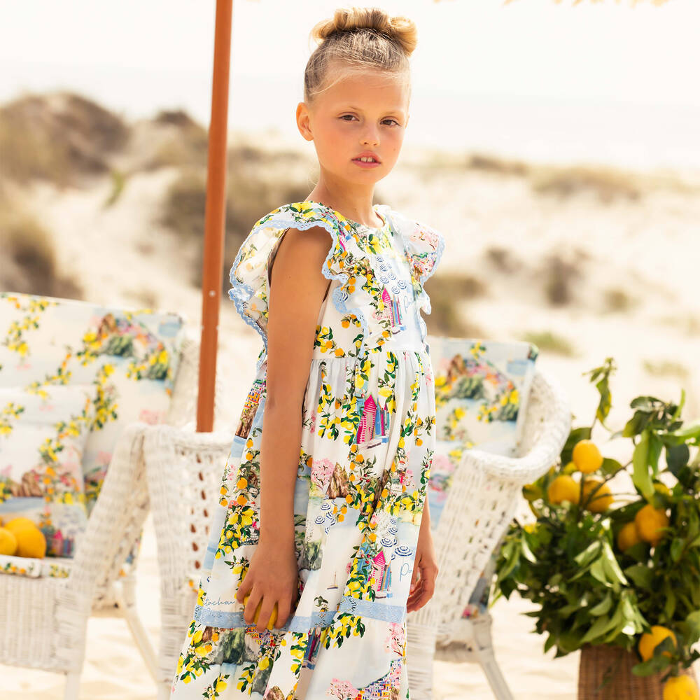 Patachou Girls Beach Club Print Summer Dress
