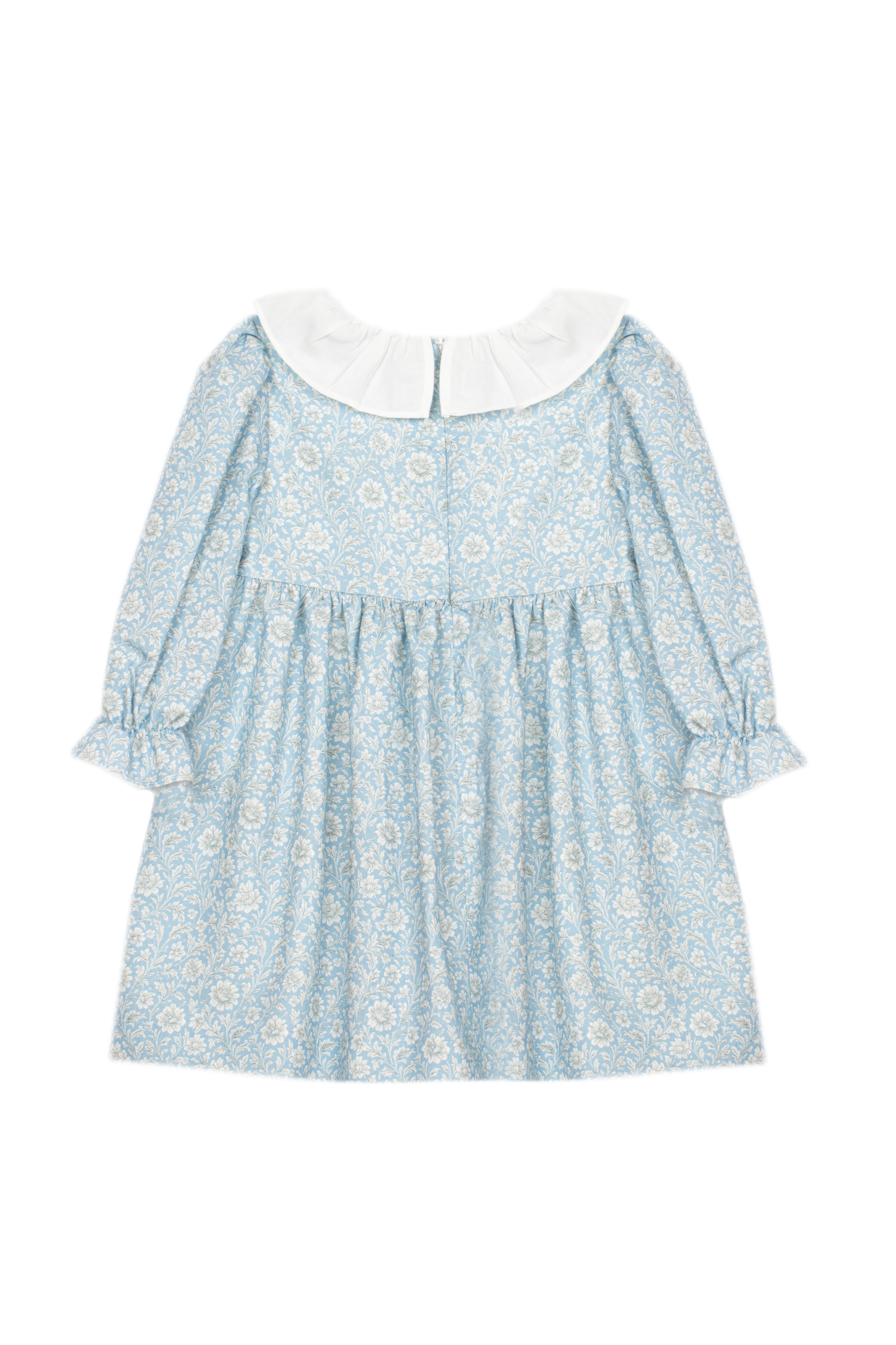 Patachou baby and girls blue floral cotton dress back view