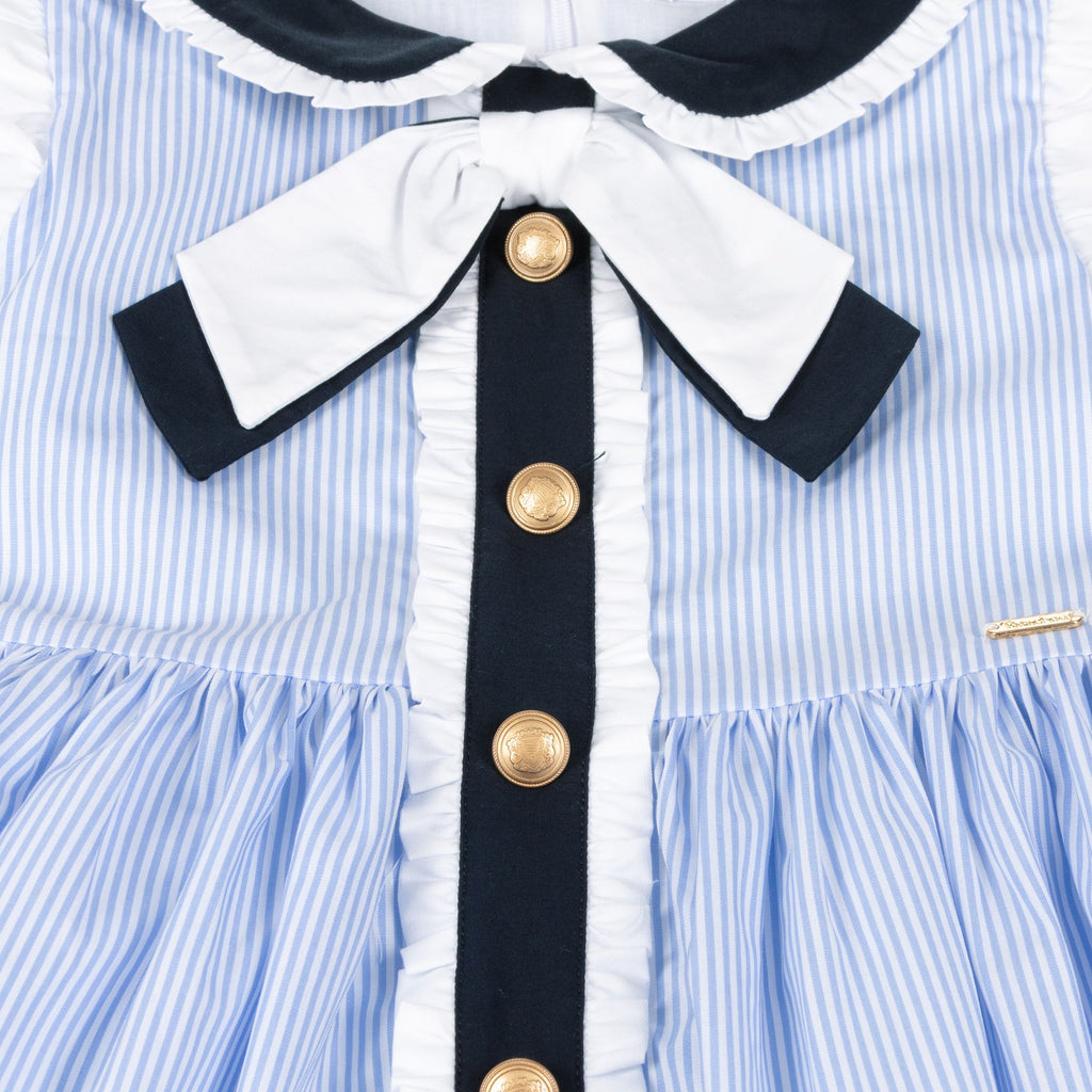 Patachou Girls Blue Stripe Dress with Scarf Detail 